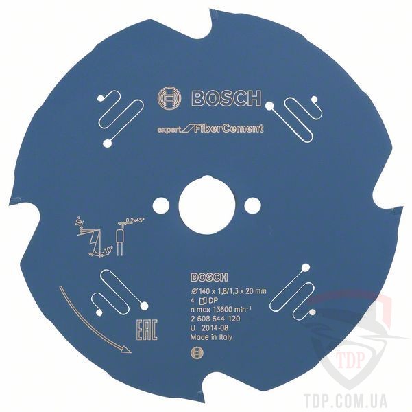 Оснастка Пильний диск по фіброцементу Bosch 140x20x4z K1.8/1.3 Expert for FiberCement
