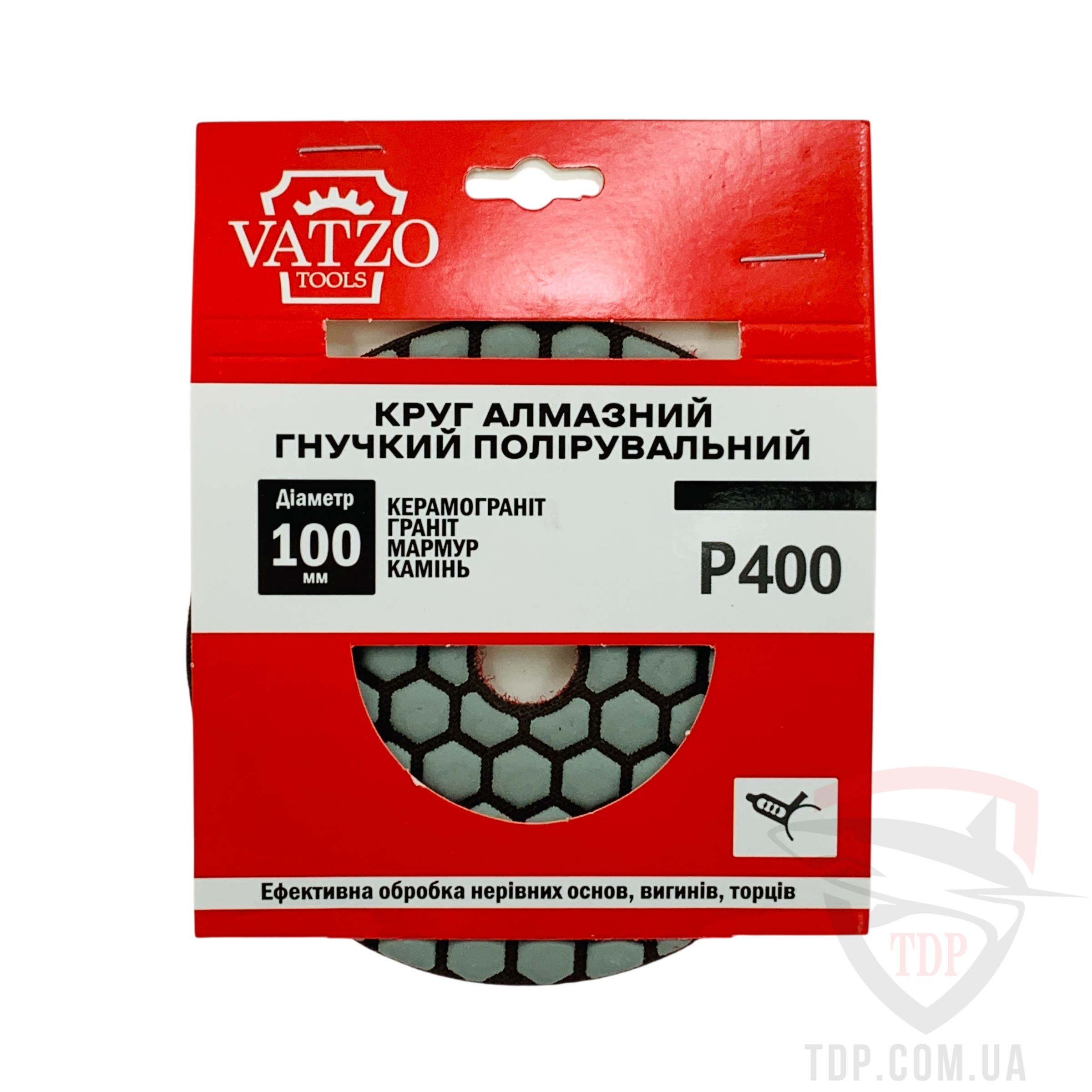 Круг алмазний полірувальний VATZO DRY СОТА 100x3x15 P400 (03-20400D) - Фото №3