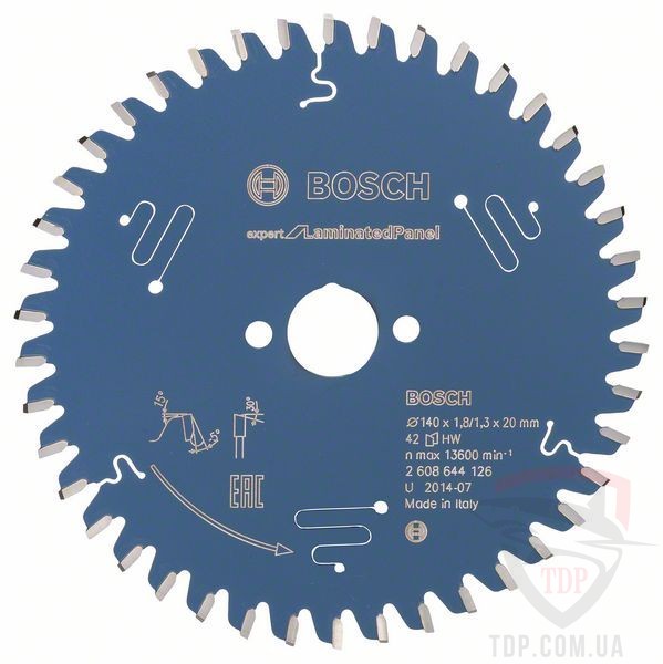 Оснастка Пильний диск по ламінату Bosch 140x20x42z K1.8/1.3 Expert for Laminated Panel