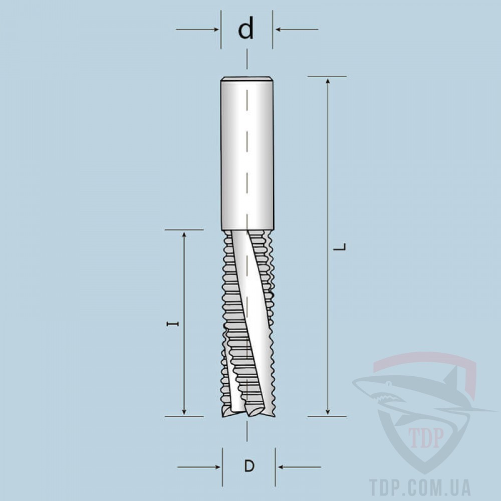 Оснастка Фреза спиральная плоская NordUtensili D14 d14 L110 h52 z3 со стружколомом (12214005221N)