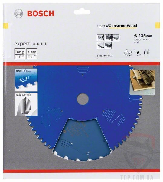 Пильний диск по будівельній деревині Bosch 235x30x30z K2.2/1.6 Expert for Construct Wood - Фото №2