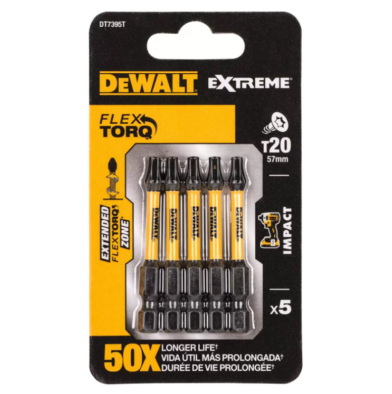 Биты и адаптеры Набор бит DeWALT TX20 57 мм 5 шт (DT7395T)