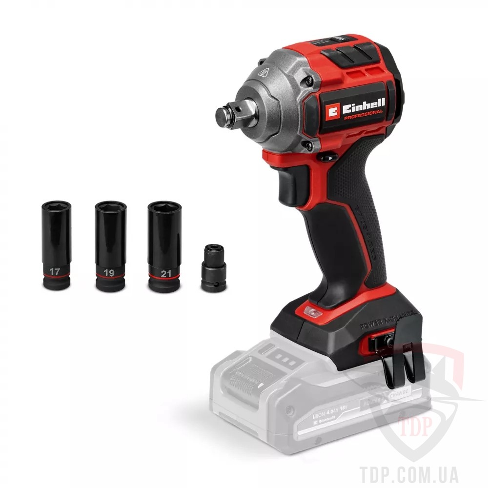 Бурильно ударная оснастка Гайкокрут ударний акумуляторний Einhell Professional TP-CW 18/260-C Li BL-Solo