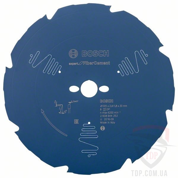 Оснастка Пильний диск по фіброцементу Bosch 305x30x8z K2.4/1.8 Expert for FiberCement