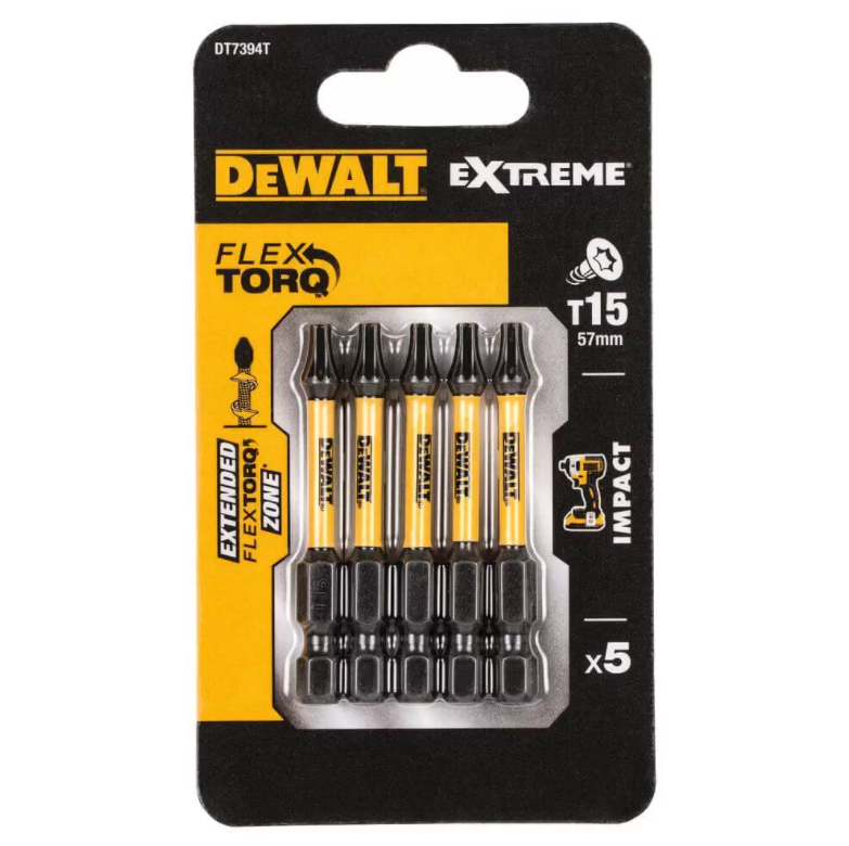 Биты и адаптеры Набор бит DeWALT TX15 57 мм 5 шт (DT7394T)