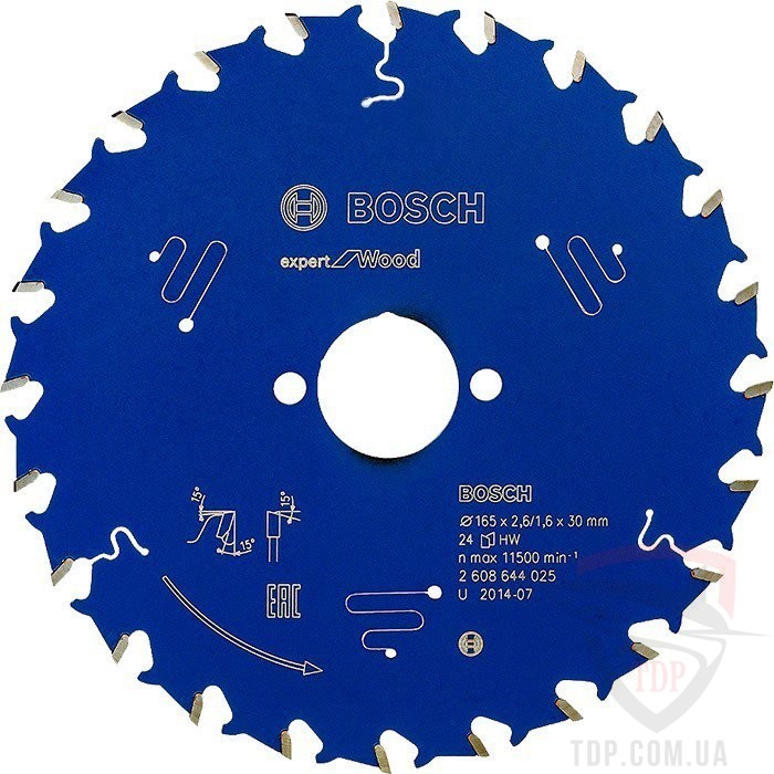 Оснастка Пильний диск по дереву Bosch 165x30x24z K2.6/1.6 Expert for Wood