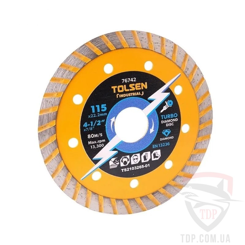 Диск алмазний по бетону Tolsen Indusrial Turbo 180x22.2x10мм (76745)