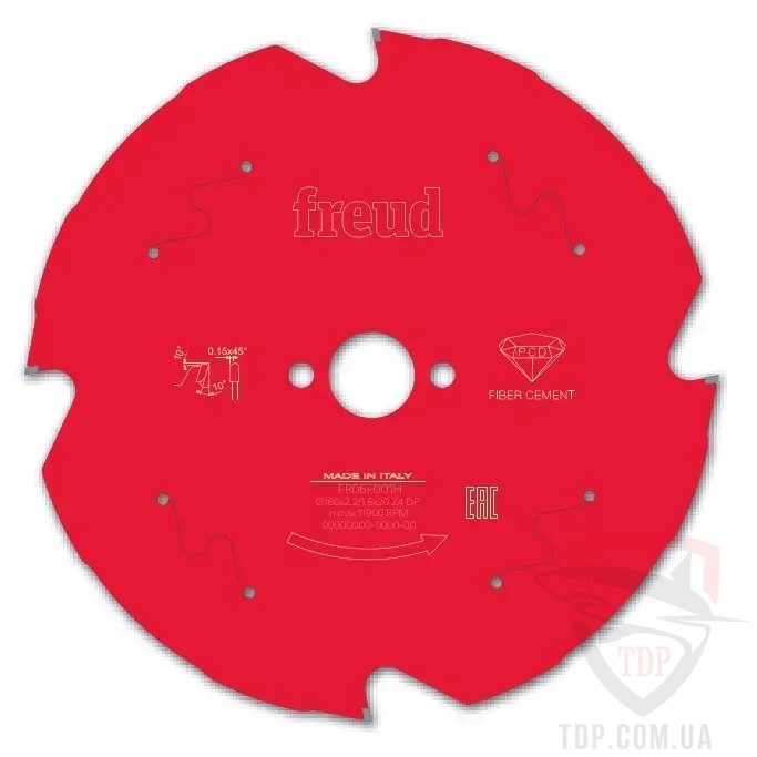 Оснастка Пильний диск по фіброцементу Freud Fiber Cement 165x20x4z (FR07F001H)