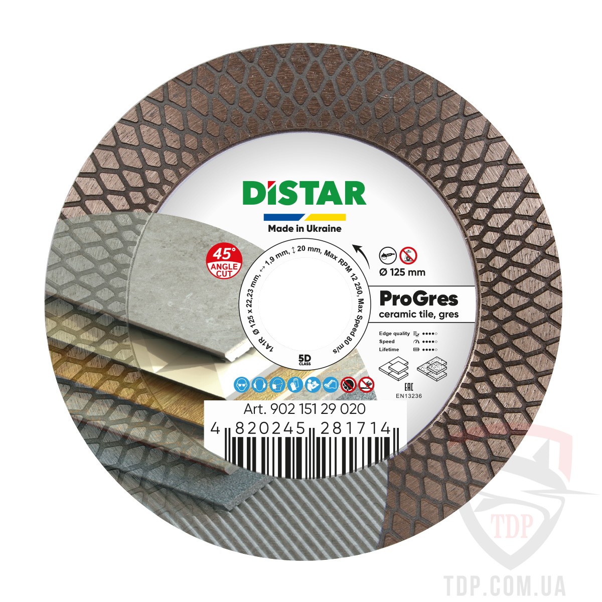 Алмазный инструмент Круг алмазний відрізний Distar Pro Gres 125x22.2x1.9мм (90215129020)