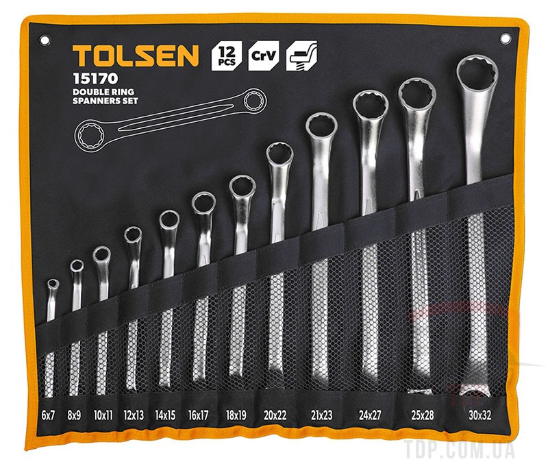 Набор ключей накидных в чехле 12 штук TOLSEN (T15170)
