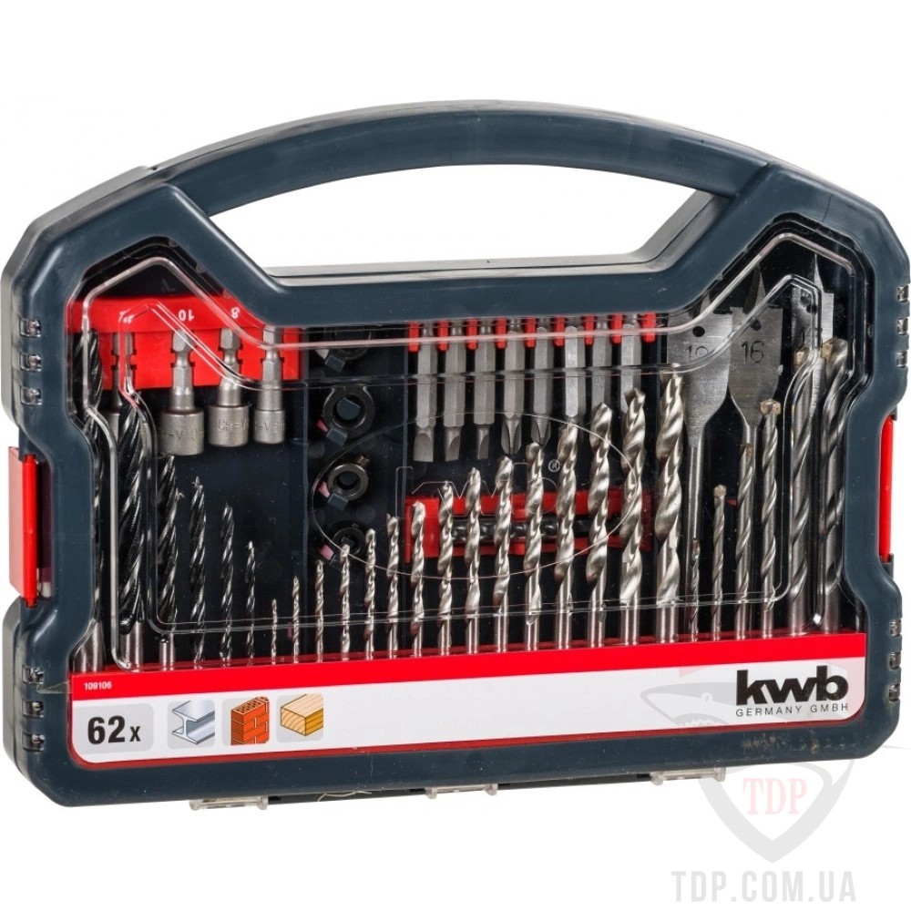 Сверла Набір бурів та свердел KWB Promobox Standard 62шт (109106)