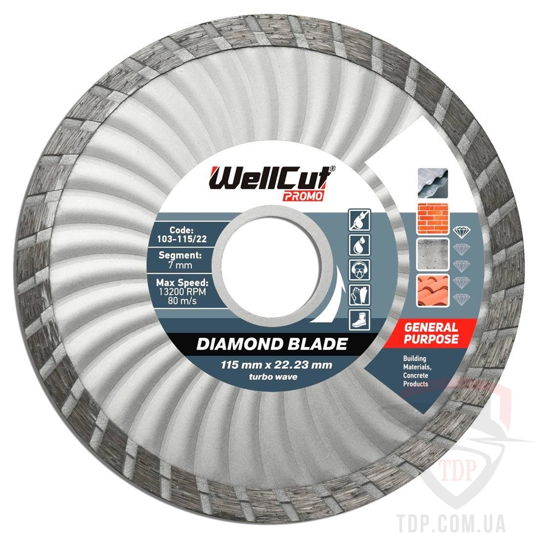 Алмазные диски Круг алмазный WellCut Promo турбо 115x22.23x7 мм (101-11522)