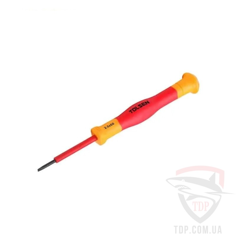 Ручной инструмент Викрутка діелектрична прицезійна Tolsen Premium VDE SL2.5x50мм (V31415)