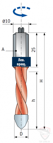 Оснастка Сверло для присадочных станков Freud сквозное D6 d10 L70 h45 (PF05MS-BC3)