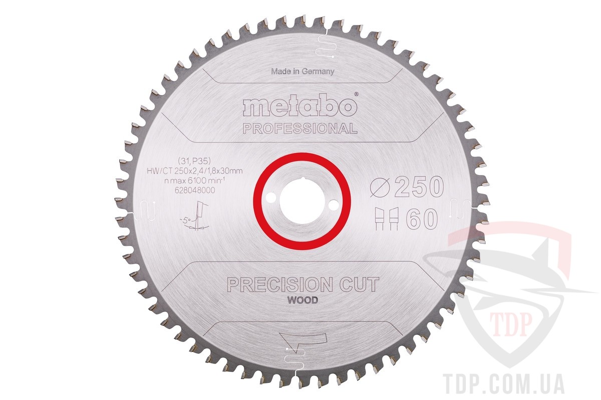 Оснастка Пильний диск по дереву Metabo Precision Cut Wood 250x30x60z (628048000)