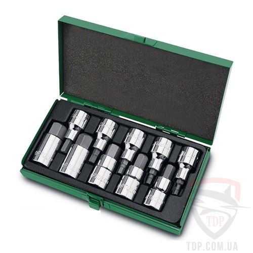 Набор бит впрессованных в головку HEX4-19 мм 1/2"  TOPTUL (GAAD1007) 