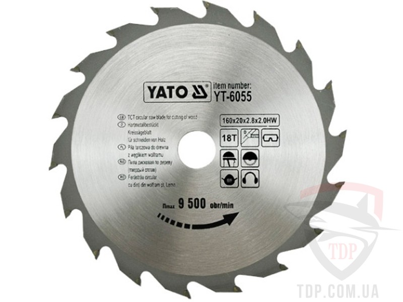 Пильный диск по дереву Yato 160x20x18z (YT-6055)