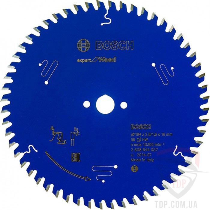 Оснастка Пильний диск по дереву Bosch 184x16x56z K2.6/1.6 Expert for Wood