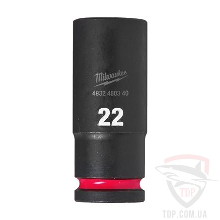 Цанги, патроны, гайки Головка MILWAUKEE Shockwawe 1/2" 22мм подовжена (4932480340)