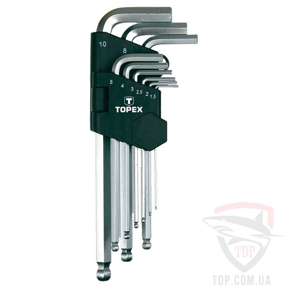 Ручной инструмент Набор ключей шестигранных TOPEX 1.5-10 мм 9 шт (35D957)