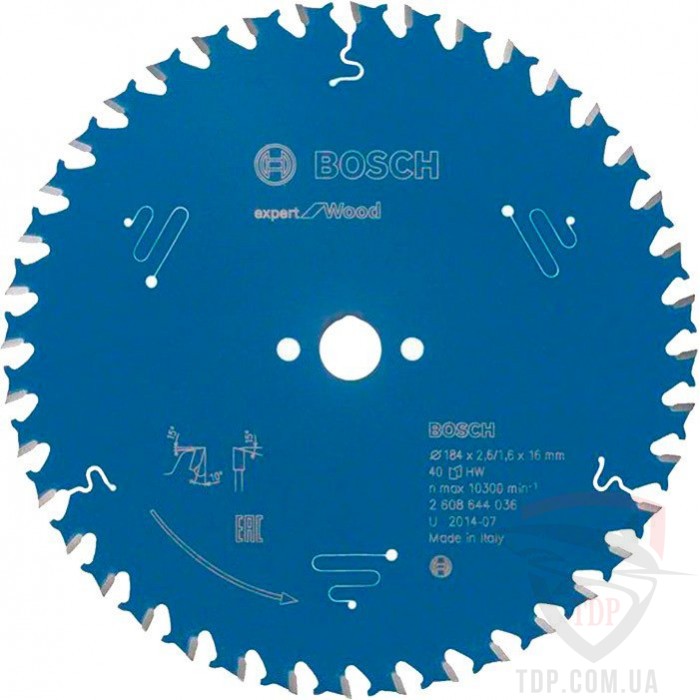 Оснастка Пильний диск по дереву Bosch 184x16x40z K2.6/1.6 Expert for Wood
