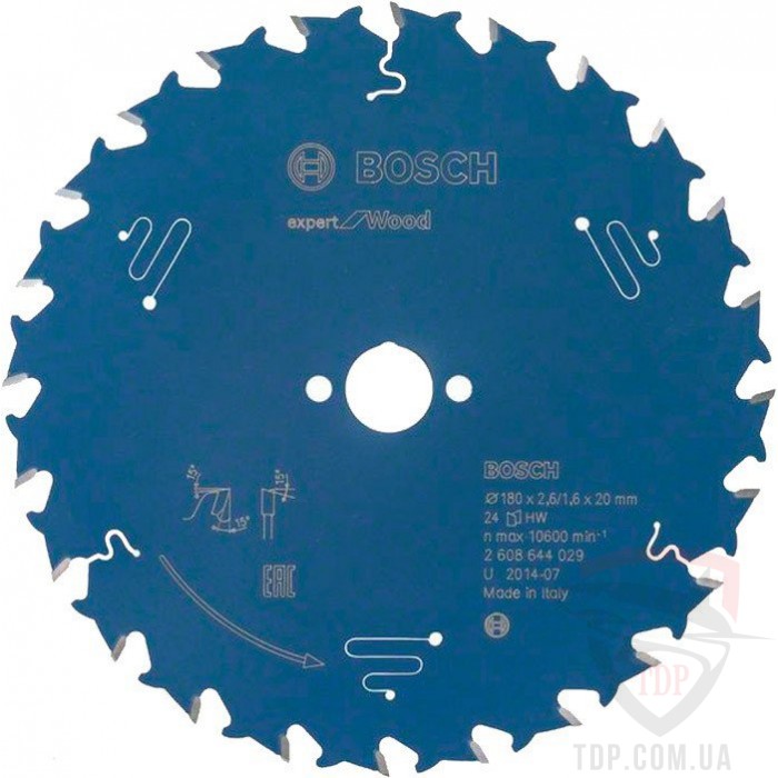 Оснастка Пильний диск по дереву Bosch 180x20x24z K2.6/1.6 Expert for Wood