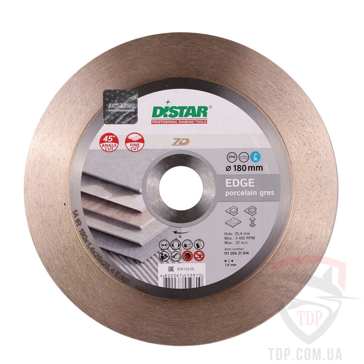 Алмазный инструмент Алмазный диск Distar отрезной 180x1.4x25x25.4 Edge (11120421014)
