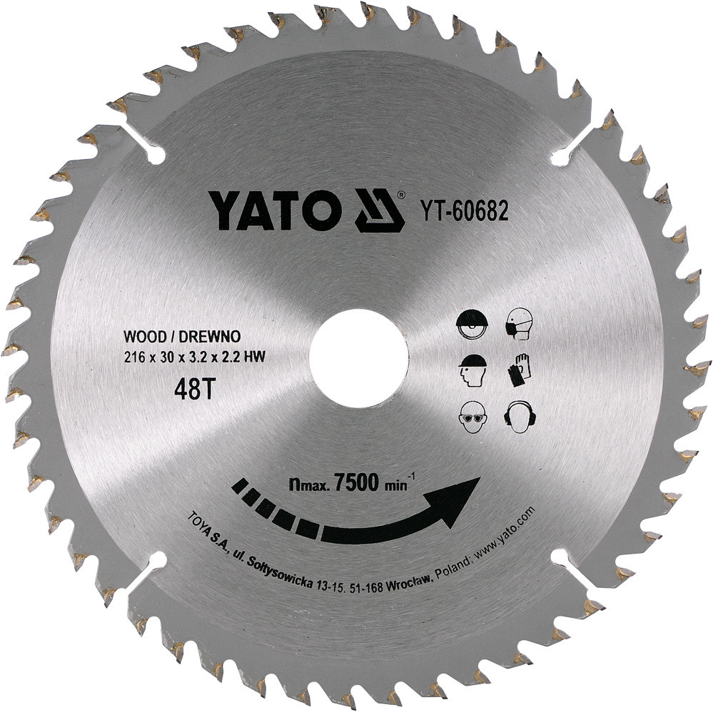 Оснастка Пильный диск по дереву Yato 216x30x48z (YT-60682)