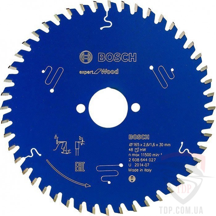Оснастка Пильний диск по дереву Bosch 165x30x48z K2.6/1.6 Expert for Wood