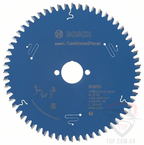 Оснастка Пильний диск по ламінату Bosch 190x30x60z K2.6/1.6 Expert for Laminated Panel