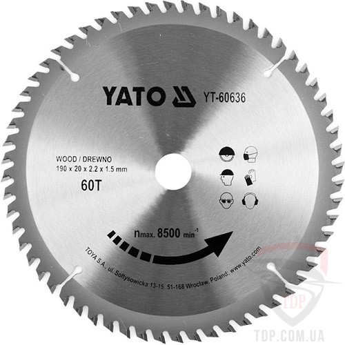 Пильные диски Пильный диск по дереву Yato 190x20x60z (YT-60636)