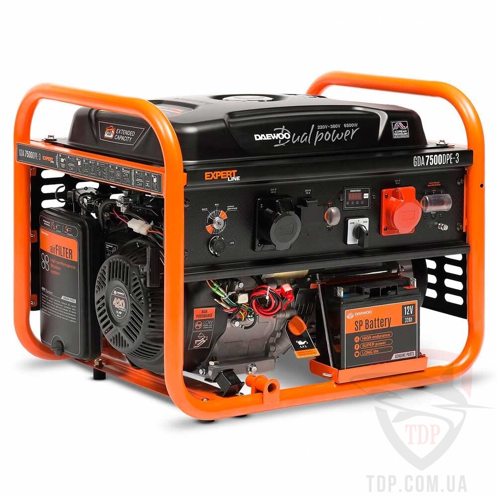 Оборудование Генератор бензиновый Daewoo 6.5 кВт (GDA-7500DPE-3)
