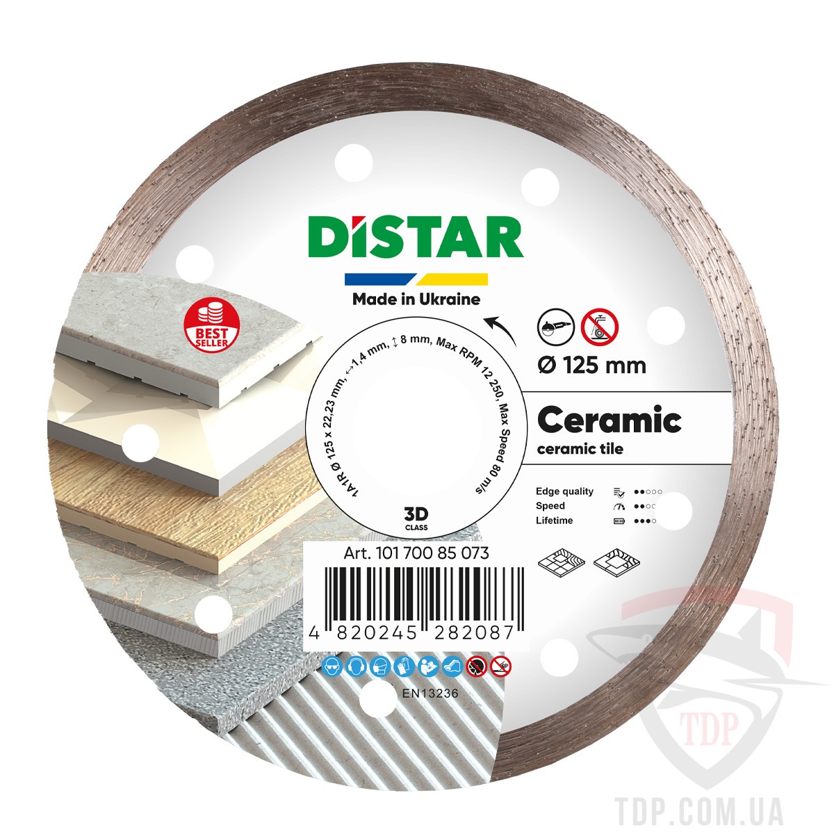 Алмазный инструмент Круг алмазний відрізний Distar Ceramic 1A1R 125x22.2x1.4мм (10170085073)
