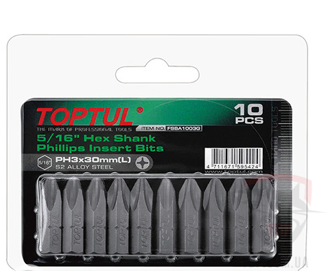 Набор бит 5/16" PH3х30 мм, 10 шт на блистере TOPTUL (FSBA1003G)