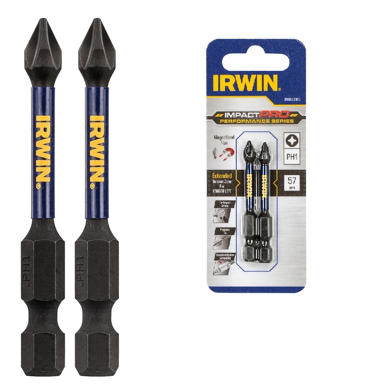 Биты и адаптеры Бита IRWIN IMPACT PRO PERF 57мм PH1 2шт (IW6061305)