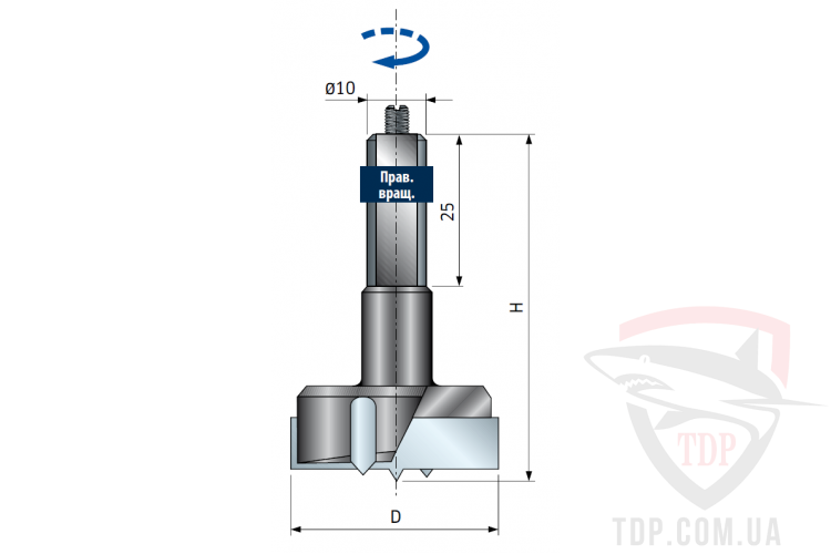 Оснастка Сверло для дверных петель (сверло Форснера) Freud D40 d10 L57.5 (PC04MD-403)