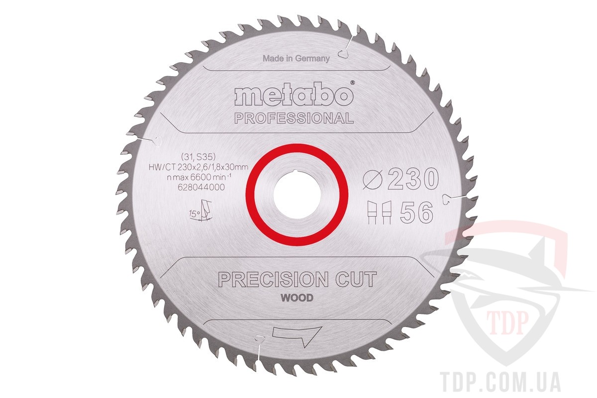 Оснастка Пильный диск по дереву METABO 230x1.8/2.6x30x56z HW/CT procision cut (628044000)