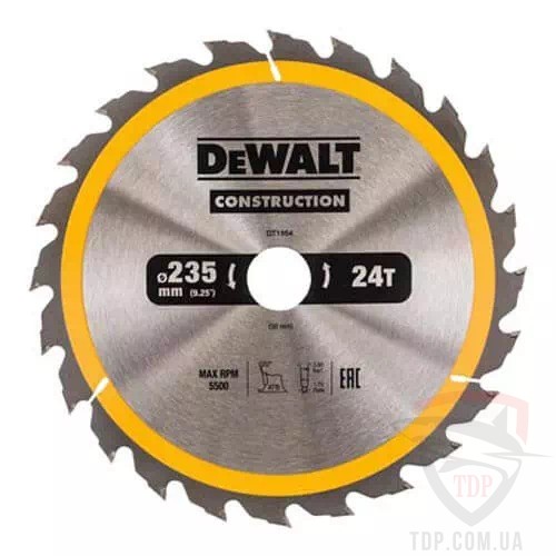Оснастка Диск пильний DeWALT CONSTRUCTION 235х20x24z (DT1954)