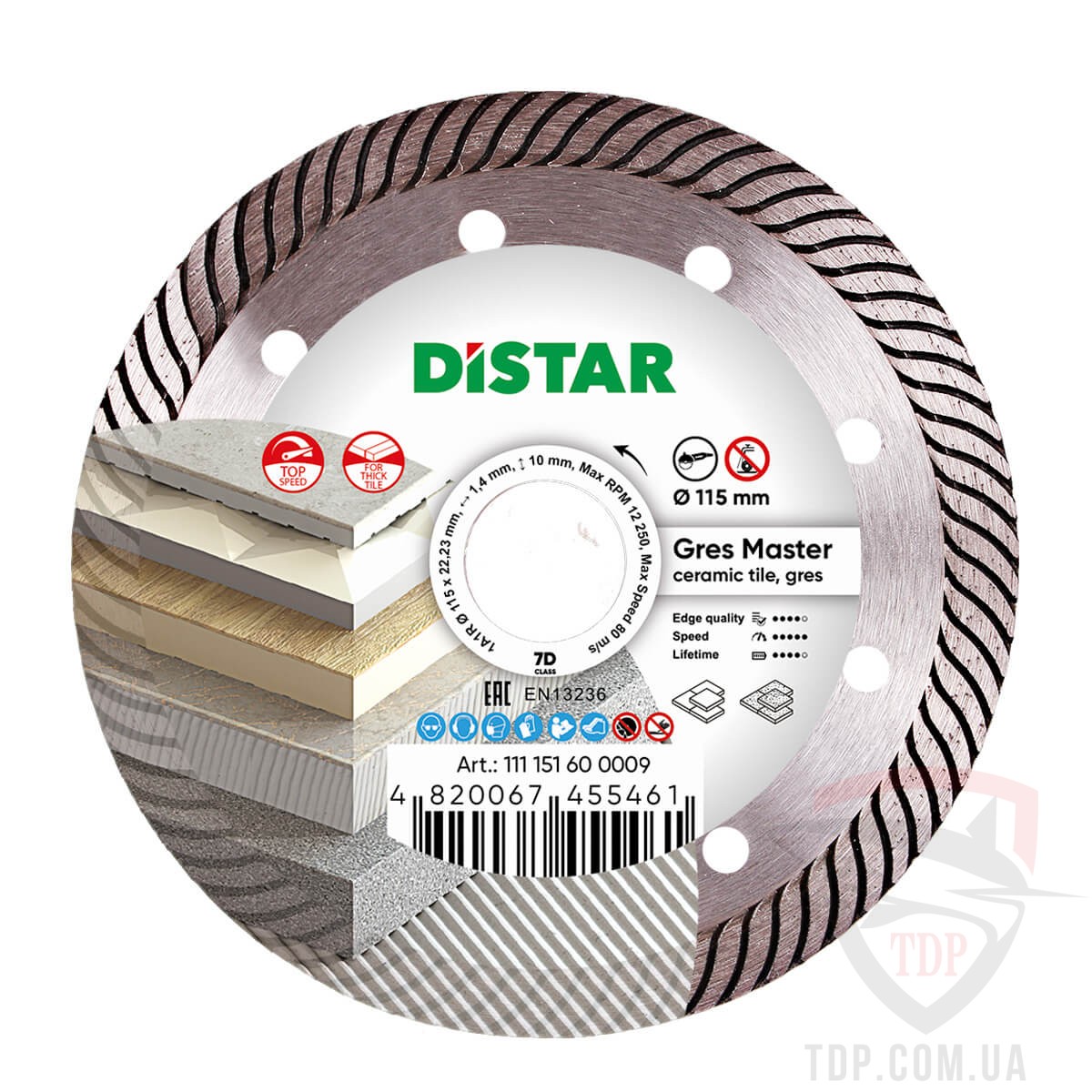 Алмазный инструмент Алмазный отрезной диск Distar Gres Master 115х1.4х10х22.23 мм