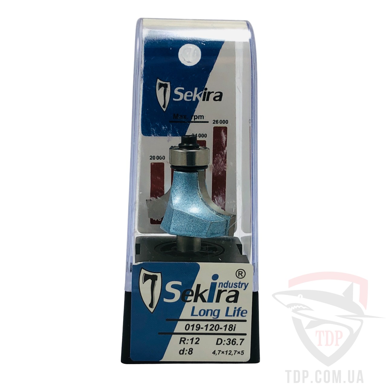 Оснастка Фреза кромкова калювальна Sekira Industry D36.7 d8 L62 h18 R12 (019-120-18i)