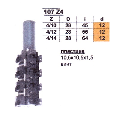 Оснастка Фреза ГЛОБУС 107 z4/10 со сменными ножами