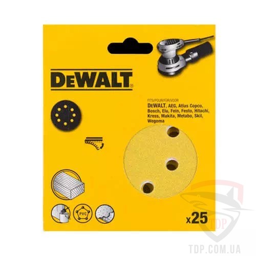Круг шліфувальний DeWALT 125мм P240 25 шт з отворами (DT3117XM)