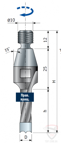Оснастка Сверло непроходное с зенкером Freud D10 d10 L87 h50 (PF09MDADD3)