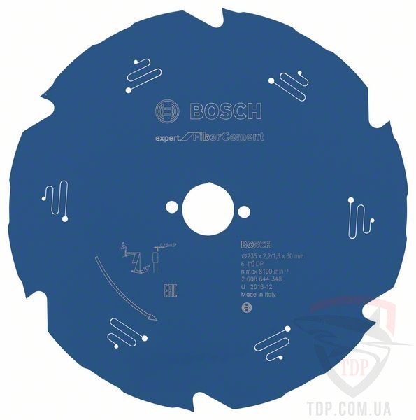 Оснастка Пильний диск по фіброцементу Bosch 235x30x6z K2.2/1.6 Expert for FiberCement