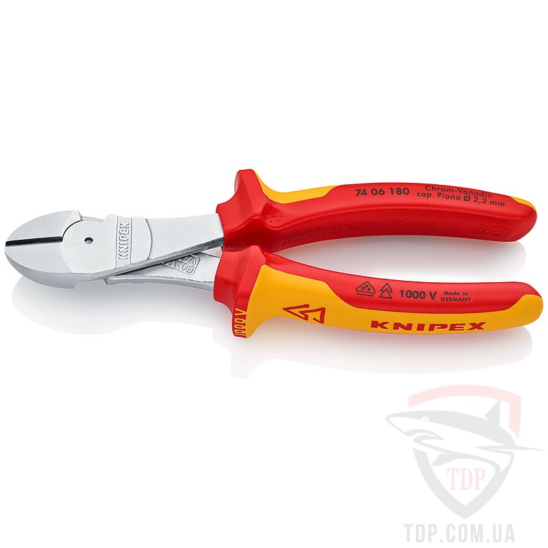 Ручной инструмент Кусачки боковые Knipex особой мощности 180 мм диэлектрические (74 06 180)