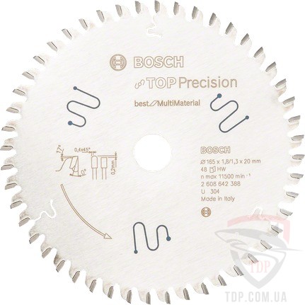 Оснастка Універсальний пильний диск Bosch 165x20x48z K1.8/1.3 Top Precision Best for Multi Material