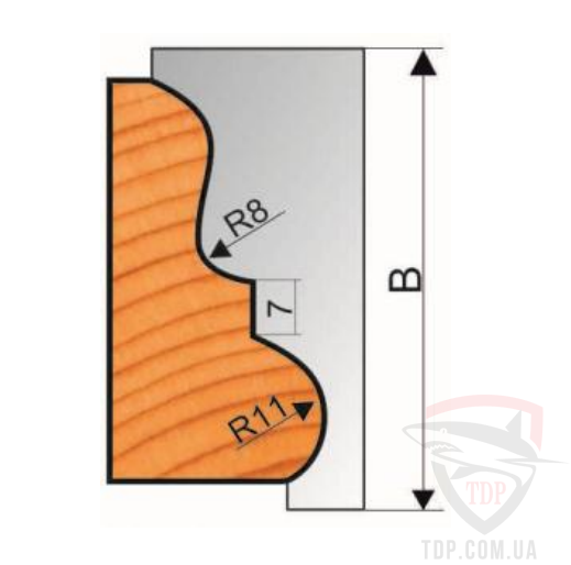 Фрезы по дереву (насадные) Фреза плинтус Vatzo D160 d32 L80 R8 r11 мм профиль 5
