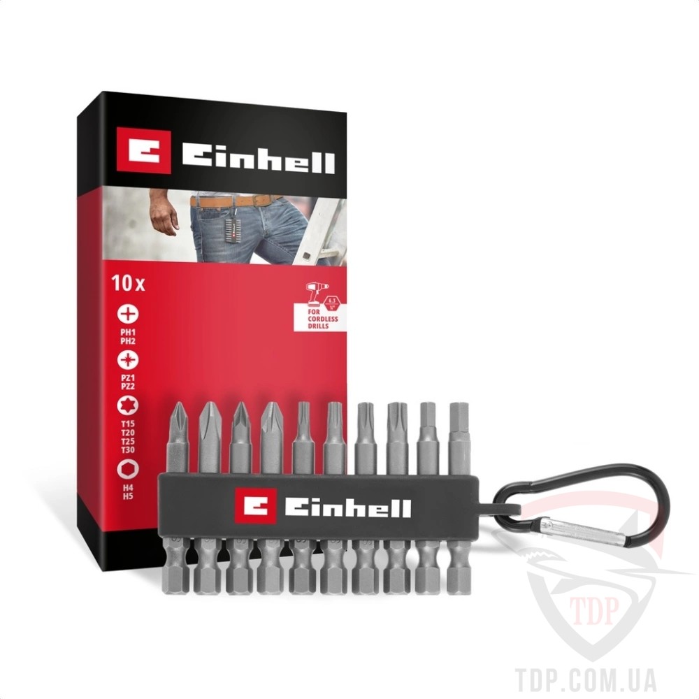 Биты и адаптеры Набір біт з карабіном Einhell 10шт (118623)