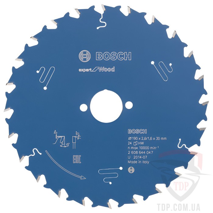 Оснастка Пильний диск по дереву Bosch 190x30x24z K2.6/1.6 Expert for Wood
