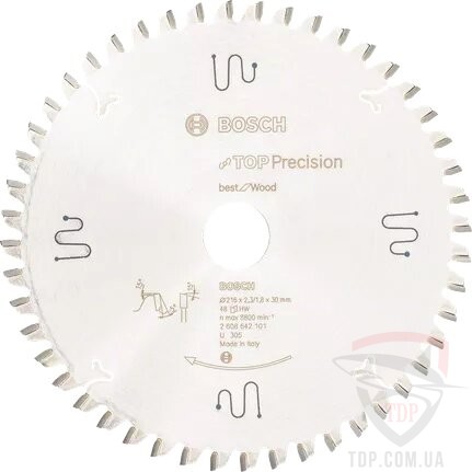 Оснастка Пильний диск по дереву Bosch 216x30x48z K2.3/1.8 Top Precision Best for Wood